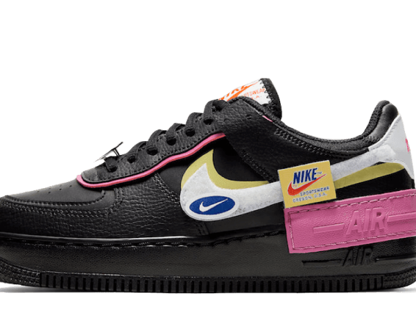 Nike Women's Shoes Air Force 1 Shadow Removable Patches Black Pink