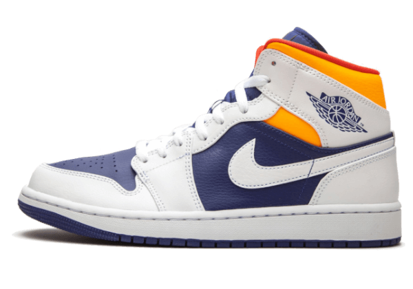 Jordan 1 Mid White Laser Orange Deep Royal Blue 554725-131