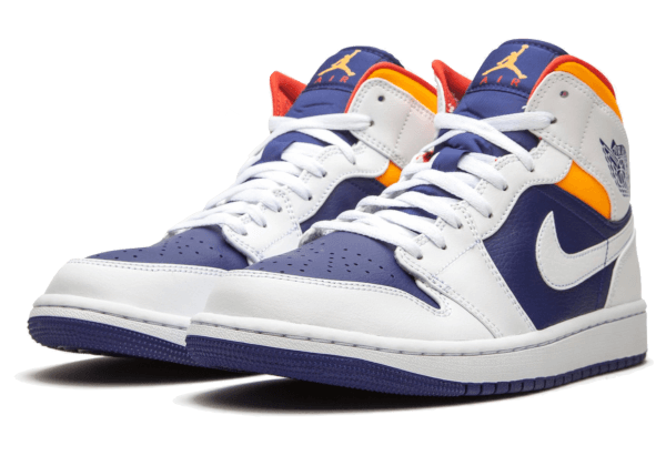 Jordan 1 Mid White Laser Orange Deep Royal Blue 554725-131 - Image 2