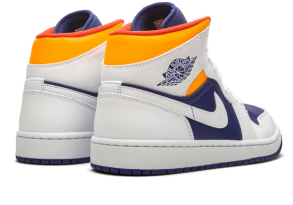 Jordan 1 Mid White Laser Orange Deep Royal Blue 554725-131 - Image 3